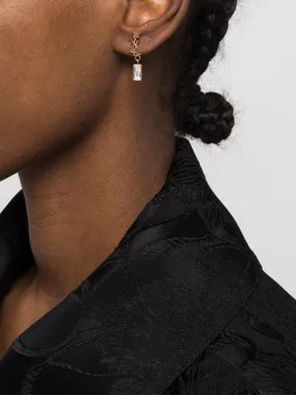 Saint Laurent Golden Logo Stone Drop Single Earring