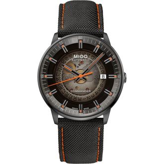 Mido Commander Gradient Skeletal Automatic Canvas Strap Watch, 40mm in Black at Nordstrom