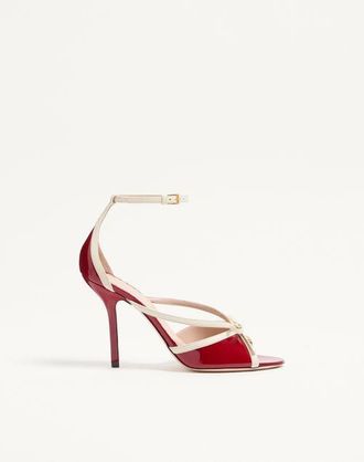 Valentino Garavani Bepointy Sandal in Patent Leather and Kidskin 100Mm Wo
