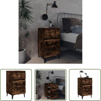 vidaXL vidaXL Comodino industriale - Comodino con Gambe in Metallo Rovere Fumo 40x35x69 cm
