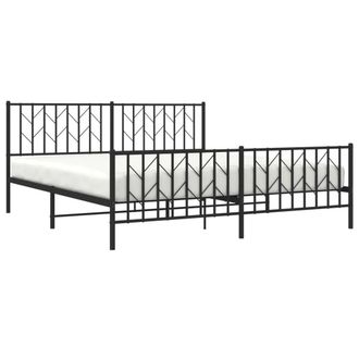 Berkfield Home Metal Bed Frame without Mattress with Footboard Black 183x213cm | Size: 183x213 cm