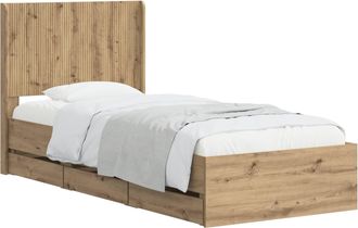 vidaXL Estructura De Cama Con Almacenamiento Y Cabecero Artisan Oak Vidaxl