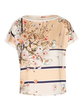 Liu Jo T-shirt met bloemenprint en schouderknopen - Wit