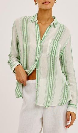 Rails Charli Stripe Linen Blend Button-Up Shirt in Margarita Stripe at Nordstrom, Size Xx-Small