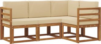 vidaXL Conjunto De Sof&aacute;s De Exterior 4 Uds. Natural Y Beige Vidaxl