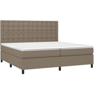 vidaXL Vidaxl - Cama Box Spring Con Colch&oacute;n Tela Gris Taupe 200x200 Cm