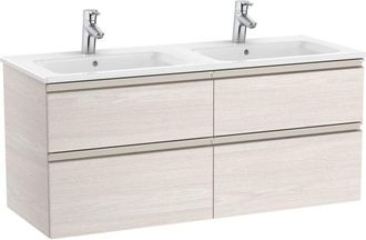 Roca Roca - Pack Unik Mueble De 4 Cajones + Lavabo Doble The Gap Color: Fresno N&oacute;rdico