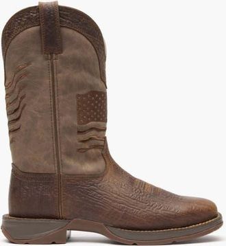 Durango Brown Distressed Flag Embroidery Western Boot in Acorn at Nordstrom, Size 11.5