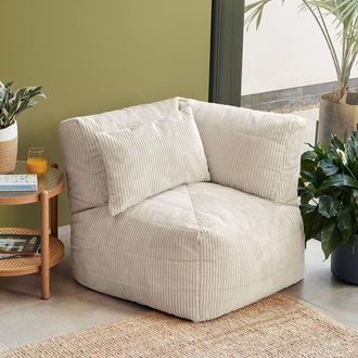 Icon Brand Noa Bean Bag Corner, Jumbo Cord in Cream