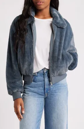 Thread & Supply Faux Fur Jacket in Dusty Blue at Nordstrom, Size Small