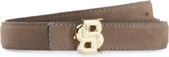 BOSS Reversible Italian leather belt with light gold hardware