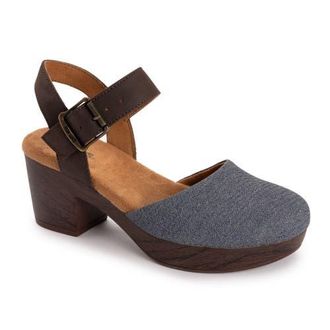Muk Luks Merritt Quarter Strap Clog in Denim/Dark Brown at Nordstrom, Size 6.5