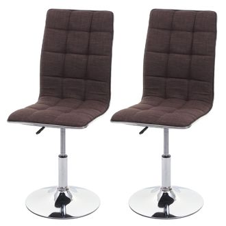 Hhg Nunca Usado] Juego De 2 Sillas De Comedor Hhg 616, Silla De Cocina, Giratoria Regulable En Altura, Tela/textil Mvg, Marr&oacute;n