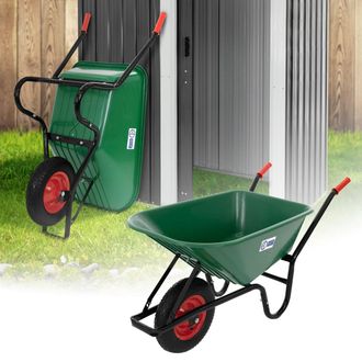 ECD Germany Ecd Germany - Carretilla De Obra Y Construcci&oacute;n Con Cubeta De Acero Y Polipropileno 100l Artesa Verde Capacidad De Carga 150kg Carro Con Asas Largas C