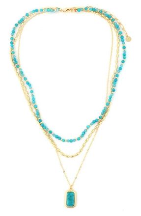 Panacea Layered Pendant Necklace in Turquoise at Nordstrom