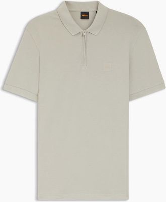 HUGO BOSS Mens BOSS Orange Passerzip Polo Shirt S1-26 070 Open Grey - Tan - Size: 44
