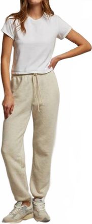 perfectwhitetee Michelle Fleece Jogger Pant In Oatmeal