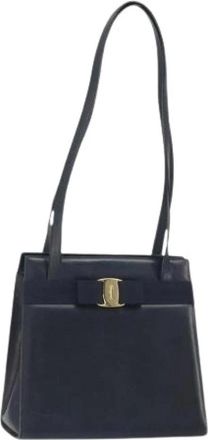 Ferragamo Pre-owned Leren Schoudertas - Dames - Vintage Schoudertas - Blauw - ONE Size - Leer - Vintage