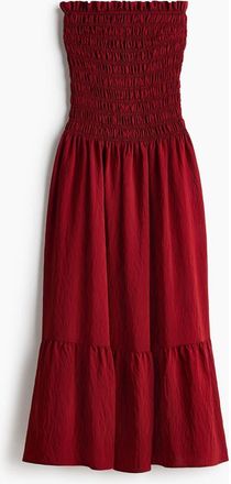H&M Smocked Bandeau Dress in Dark Red at Nordstrom, Size Xx-Large
