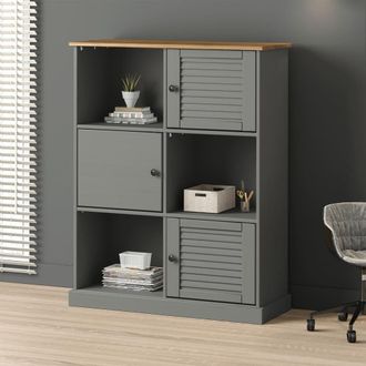 Berkfield Home Bookcase VIGO Grey 90x35x114.5 cm Solid Wood Pine