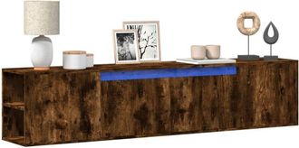 vidaXL Vidaxl - Mueble De Tv De Pared Con Luz Led Roble Ahumado 180x31x39,5 Cm