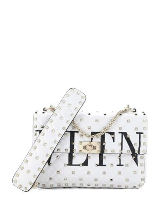 Valentino Garavani VLTN Rockstud Spike Flap Bag Quilted Leather Medium shoulder bag - Wit