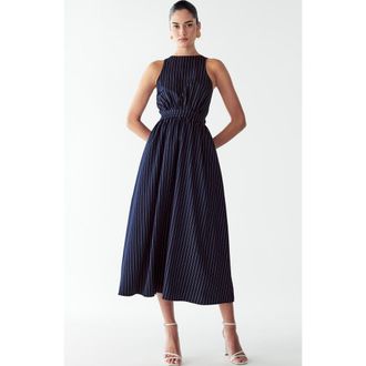 Willa Liliana Dress in Navy Pinstripe at Nordstrom, Size 10