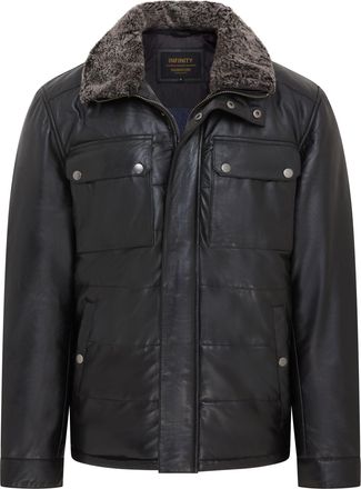 Infinity Leather Heren zwarte leren gewatteerde jas - Farsund