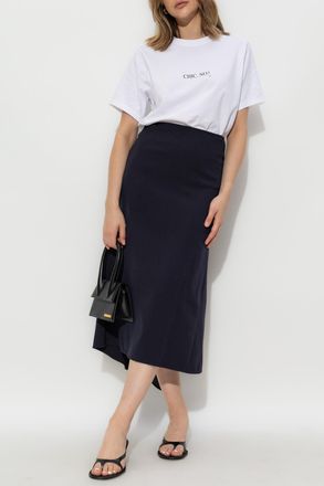 Victoria Beckham Skirt With Back Slit, Womens, Navy Blue