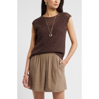 Nordstrom Cotton Crochet Sweater in Brown Roast at Nordstrom, Size Xx-Small