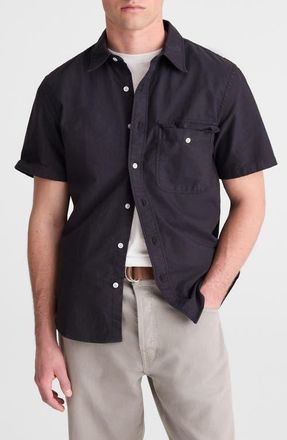 Madewell Allday Oxford Single Pocket Short Sleeve Button-Up Shirt in Licorice at Nordstrom, Size Xx-Large