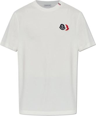 Moncler Logo Patch T-shirt - Heren - T-shirts - Wit - M - Katoen - Tops