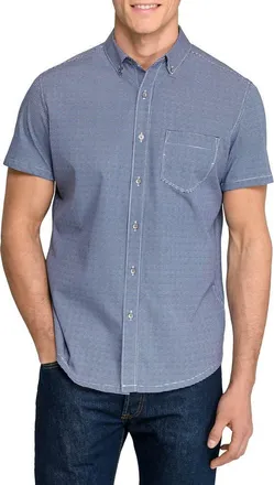 W.R.K Slim Fit Micro Square Reworked Short Sleeve Button-Down Shirt in Maroon at Nordstrom, Size Xx-Large