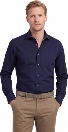 Led&ucirc;b Overhemd donkerblauw Ledub Modern fit katoen wide spread