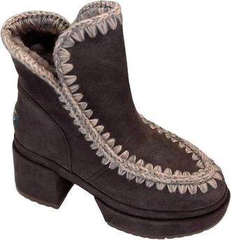 Mou Womens Platform Suede Bootie In Brown Pepper