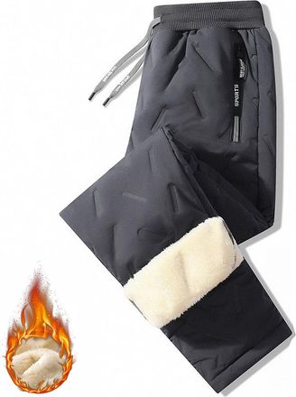 Generic FleeceActive - Unisex Fleece-Lined Waterproof Pants, Lightweight Snow Sweatpants, Unisex Fleece-Lined Waterproof Pants (Straight-Gray,L)