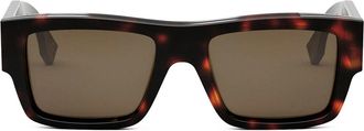 Fendi Signature Brown Rectangular Sunglasses