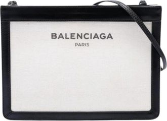 Balenciaga Pre-owned Navy Pochette Crossbody Bag - Dames - Vintage Schoudertas - Wit - ONE Size - Vintage