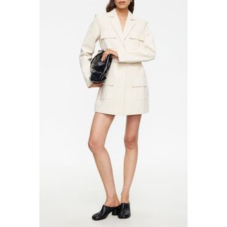 Lioness Steinway Belted Long Sleeve Blazer Minidress in Beige at Nordstrom, Size X-Large