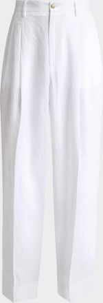 Dolce & Gabbana Men & apos;s Linen Wide-Leg Pleated Trousers