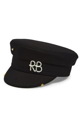 Ruslan Baginskiy Pierced Wool Blend Baker Boy Cap in Black at Nordstrom, Size X-Small