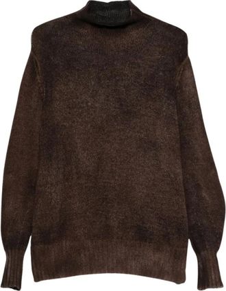 Avant Toi Gebreide trui met hoge hals - Dames - Coltruien - Bruin - XS - Truien & Vesten