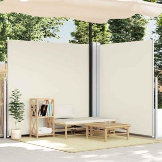 vidaXL Toldo Lateral Doble Retr&aacute;ctil De Jard&iacute;n Color Crema 170x600 Cm Vidaxl