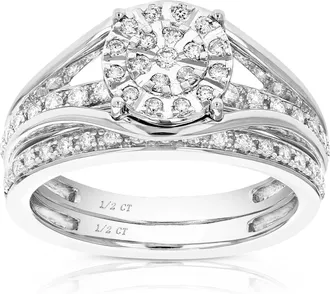 Vir Jewels 1/2 cttw Lab Grown Diamond Wedding Bridal Set in Sterling Silver For Women