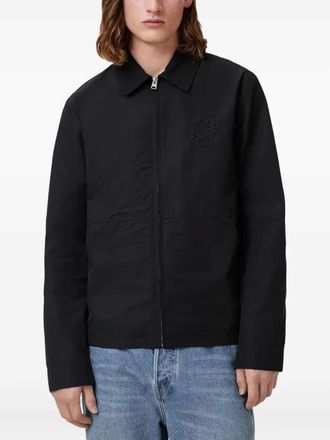 AllSaints logo-embroidered zip-up jacket - men - Cotton/Polyamide/Cotton - S - Black