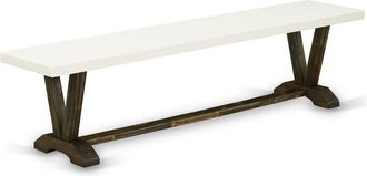 East West Furniture Dining Chair Distressed Jacobean & Linen White, VB727