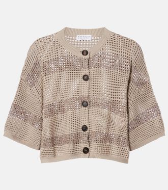 Brunello Cucinelli Cardigan in cotone con paillettes