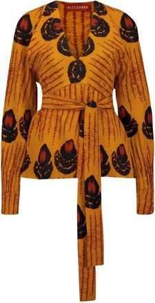 Altuzarra Oranje V-hals Longsleeve Top - Dames - Blouses - Veelkleurig - XL - Katoen - Overhemden