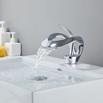 OEM Grifo De Ba&ntilde;o Tipo Cascada, Mezclador De Lavabo Con V&aacute;lvula Monomando Cer&aacute;mica Ajustable Para Agua Fr&iacute;a Y Caliente (cromado)