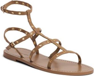 Cinq &agrave; Sept Ariella Studded Cage Sandal in Brown Sugar at Nordstrom, Size 8.5Us